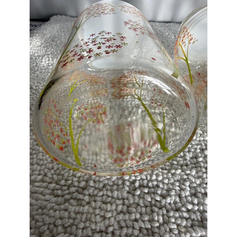 Vintage Libbey Glass Canister Set 3pc Autumn Floral Orange Yellow Flower Jars - Picture 9 of 9